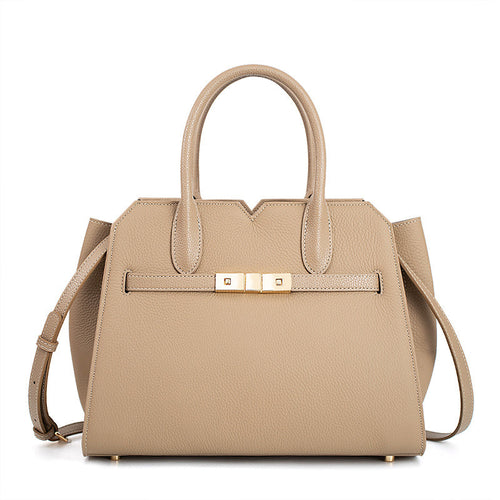 Elegant Elefantgrå Handväska i PU med Blixtlås och Silkescarf – Praktisk Inre Struktur och Stilren Design 1