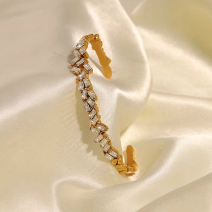 Guldarmband Dam Öppen Design 18K Guldplätering med Zirkonium-6