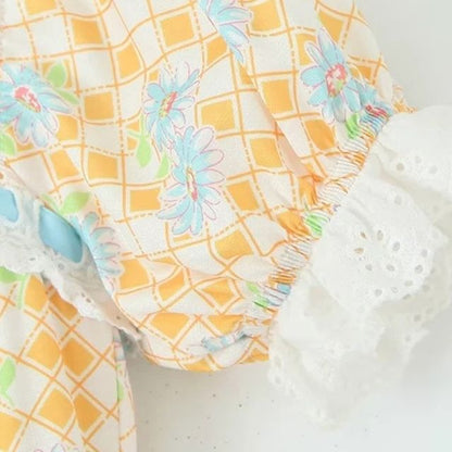 Dam Maxiklänning med Snörning och Puffärmar Polyester/Bomull-4