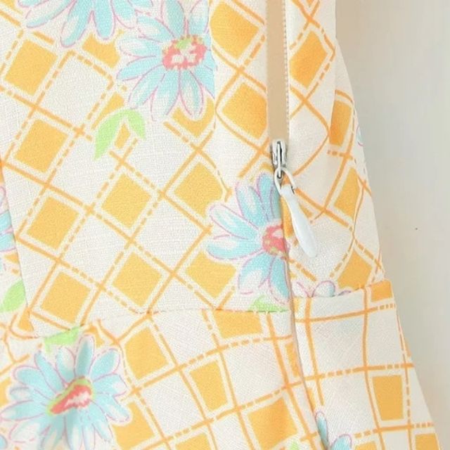 Dam Maxiklänning med Snörning och Puffärmar Polyester/Bomull-5