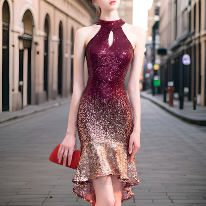 Fina Dam Klänningar Mini Glittrande Polyester Elastan-1