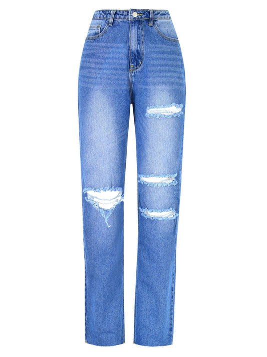 Herrbyxor Rak Ben Hög Midja Bomullsdenim-1