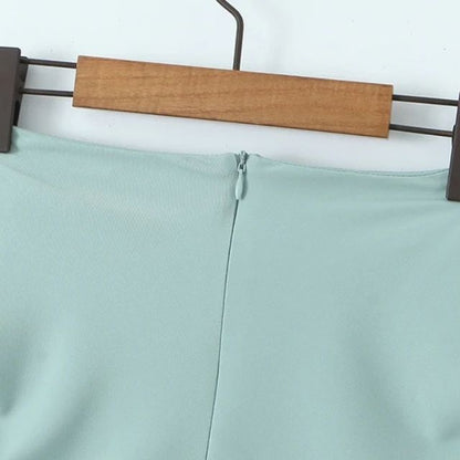 Kvinnors Midi Kjol Justerbar Hög Midja Polyester med Vågiga Sidospår-5