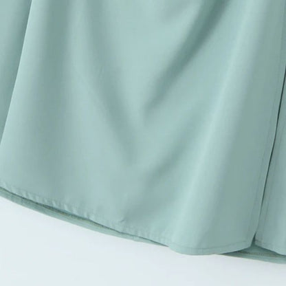 Kvinnors Midi Kjol Justerbar Hög Midja Polyester med Vågiga Sidospår-6