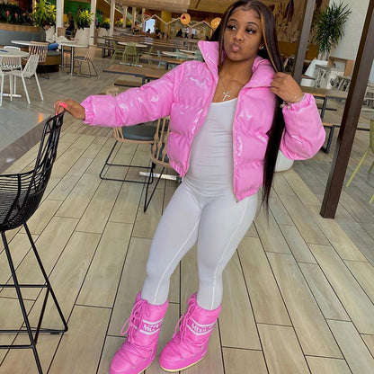 Lång Vinterrock Dam PU-Läder Elegant Design för Kalla Dagar 4