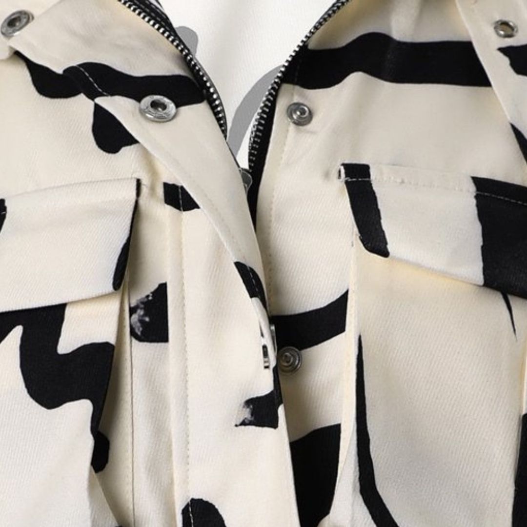 Dam Bikerjacka Abstrakt Tryck Polyester-3