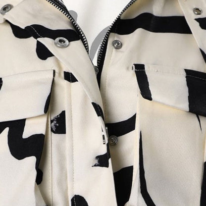 Dam Bikerjacka Abstrakt Tryck Polyester-3