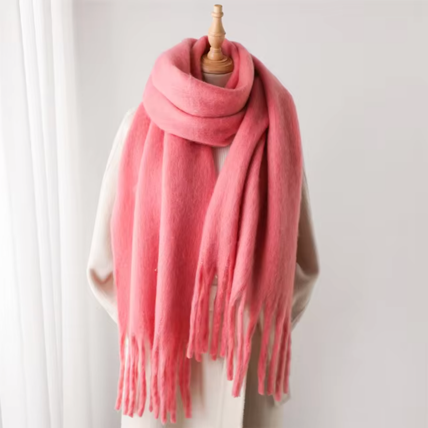Vinterhalsduk för Kvinnor i Kashmirliknande Material med Långa Fransar – Elegant och Mångsidig Pashmina-design 25