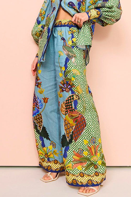 Snygga Byxor Dam Bred Ben Loose Fit Bomullsblandning-1