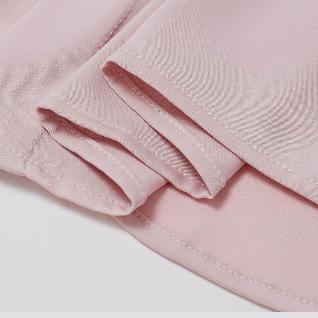 Dam Skjorta V-ringning Transparenta Ärmar Satin-6