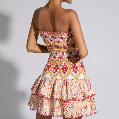 Kvinnors Glittrig Miniklänning Bandeau Polyester med Öppen Rygg-3