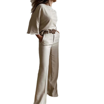 Kostym Set Dam Tvådelad Polyester Enkel Stil S/L/XL-6