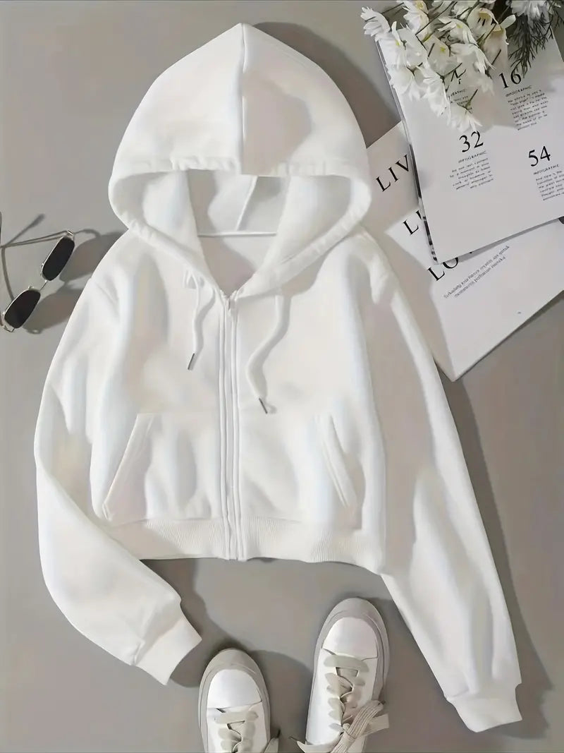 Dam Crop Hoodie Trendig Mjuk Material-1