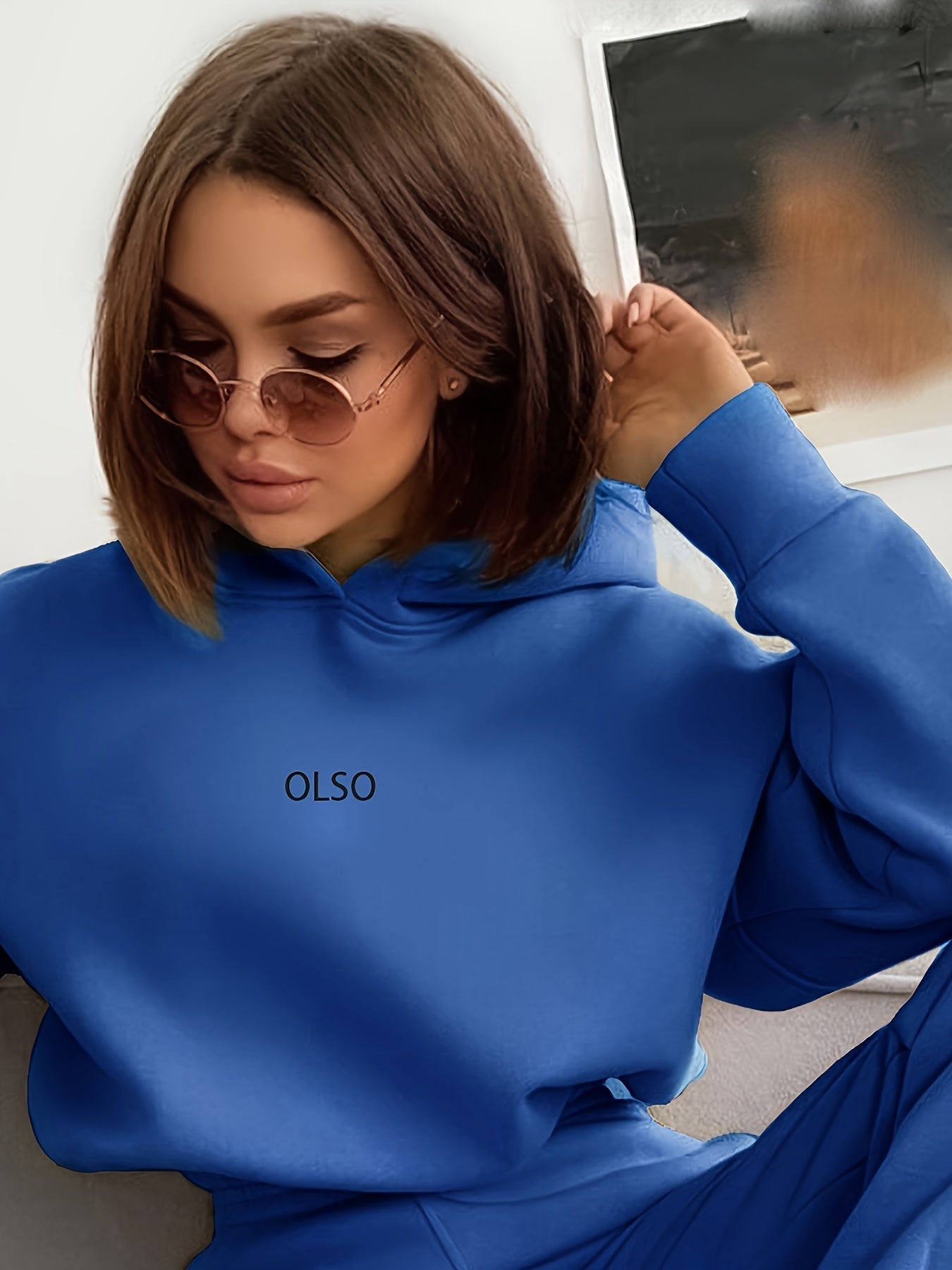 Variant image for Tvådelat Set Dam Hoodie och Joggingbyxor Mjukt Material Trendig Design-29