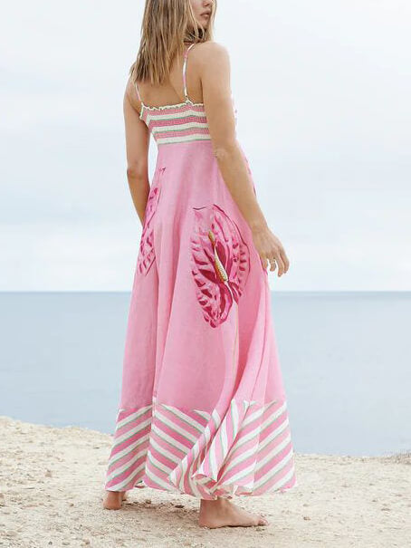 Kvinnors Mixi Klänning Flödande Andningsbart Tyg-5