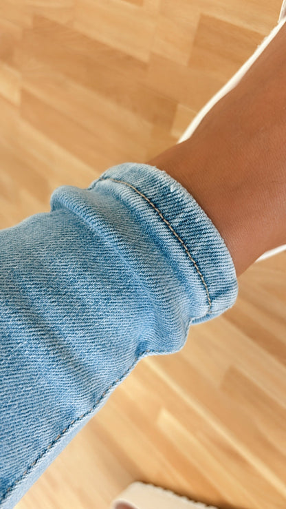 Kvinnors Midjejeans Figurnära Ljus Tvätt Stretchmaterial-3