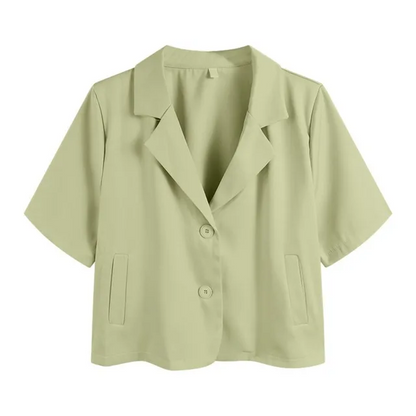 Dam Blazer Korta Ärmar Polyester Elegant och Mångsidig 11
