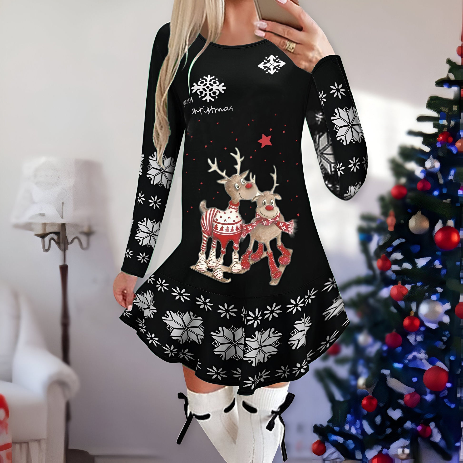 Kvinna Mini Klänning Festlig Lätt Material-4