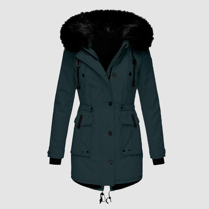 Dam Kappa Vinter Plysch med Ullkrage Fodrad Fleece 6