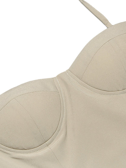 Kvinnors Midi Klänning Korsett Design Högkvalitativt Tyg-5