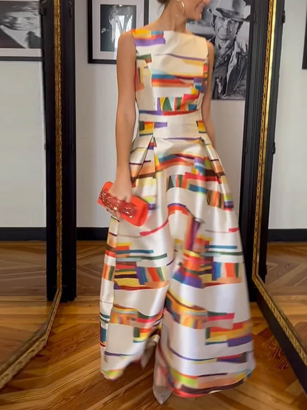 Maxiklänning Dam Färgglad Tryckt Design Polyester-1