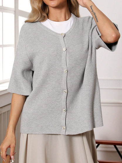 Dam Kardigan Enkel Viskos Knappad-4