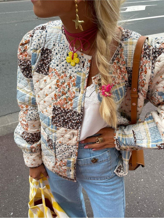 Dam Bomullsjacka Vintage Stil Komfortabelt Material-1