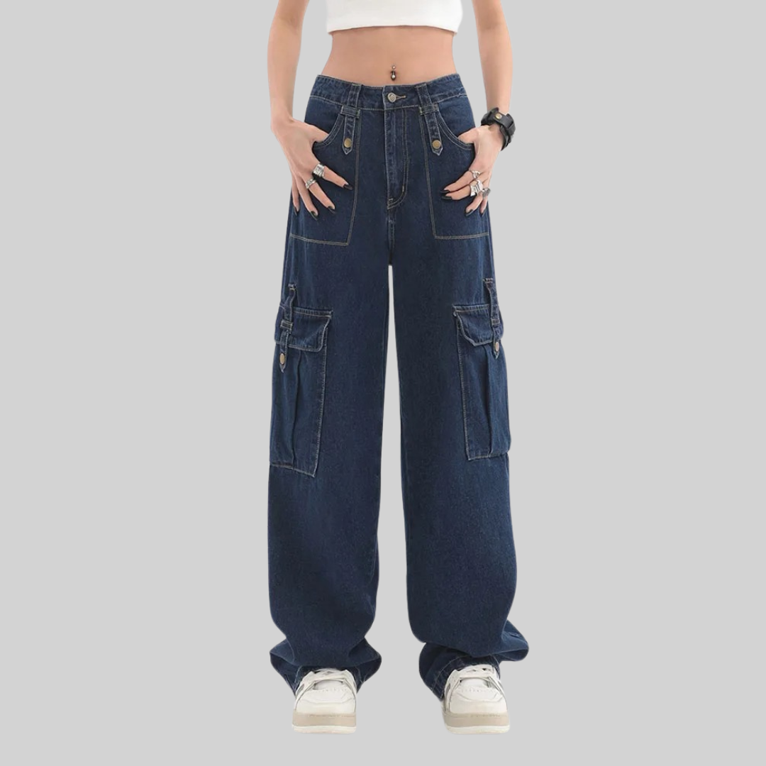 Dam Jeans Hög Midja Vida Ben Vintage Denim för Kvinnor – Trendig och Komfortabel Passform 3