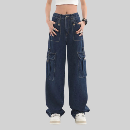 Dam Jeans Hög Midja Vida Ben Vintage Denim för Kvinnor – Trendig och Komfortabel Passform 3