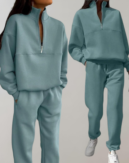Variant image for Dam Träningsdräkt Set Zip-Up Topp Fleece Joggingbyxor-21