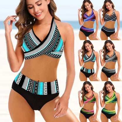 Dam Bikini Hög Midja Tvådelad Hållbart Material 2