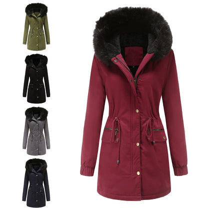 Variant image for Kvinnors Parka Kappa med Fleecefoder och Huva Bomull Polyester-1