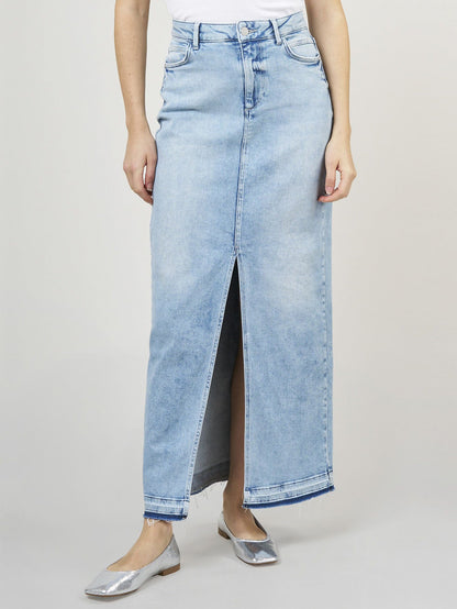 Variant image for Kvinna Kjol Hög Midja Stretch Denim med Slits-1