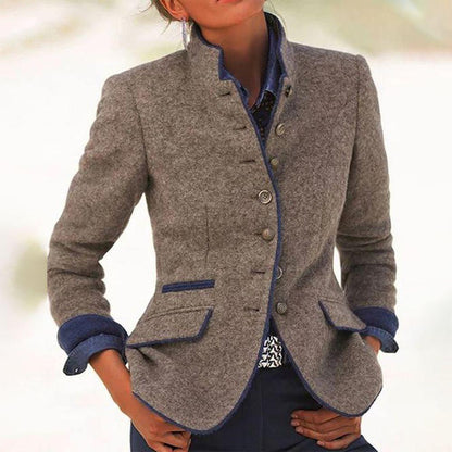 Dam Blazer Elegant Ull Figursydd Klassisk Design-2