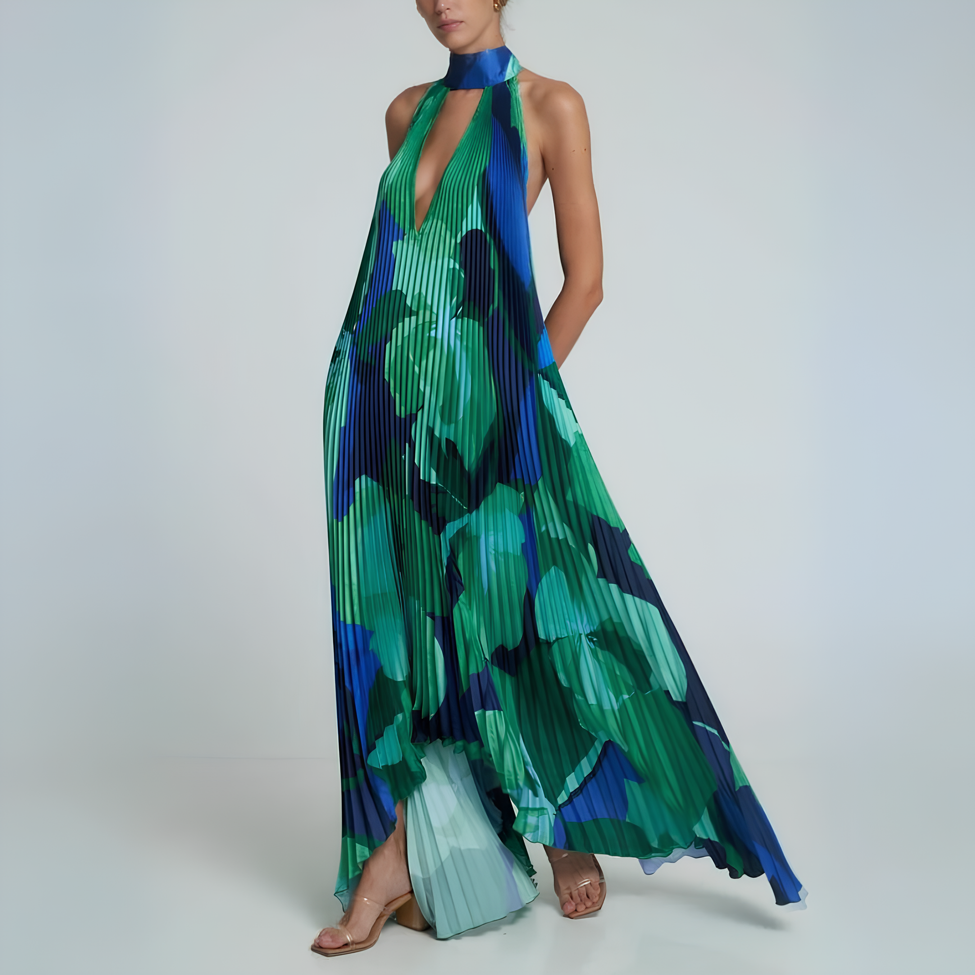 Variant image for Maxiklänning Dam Veckad Polyester Elegant Design-5