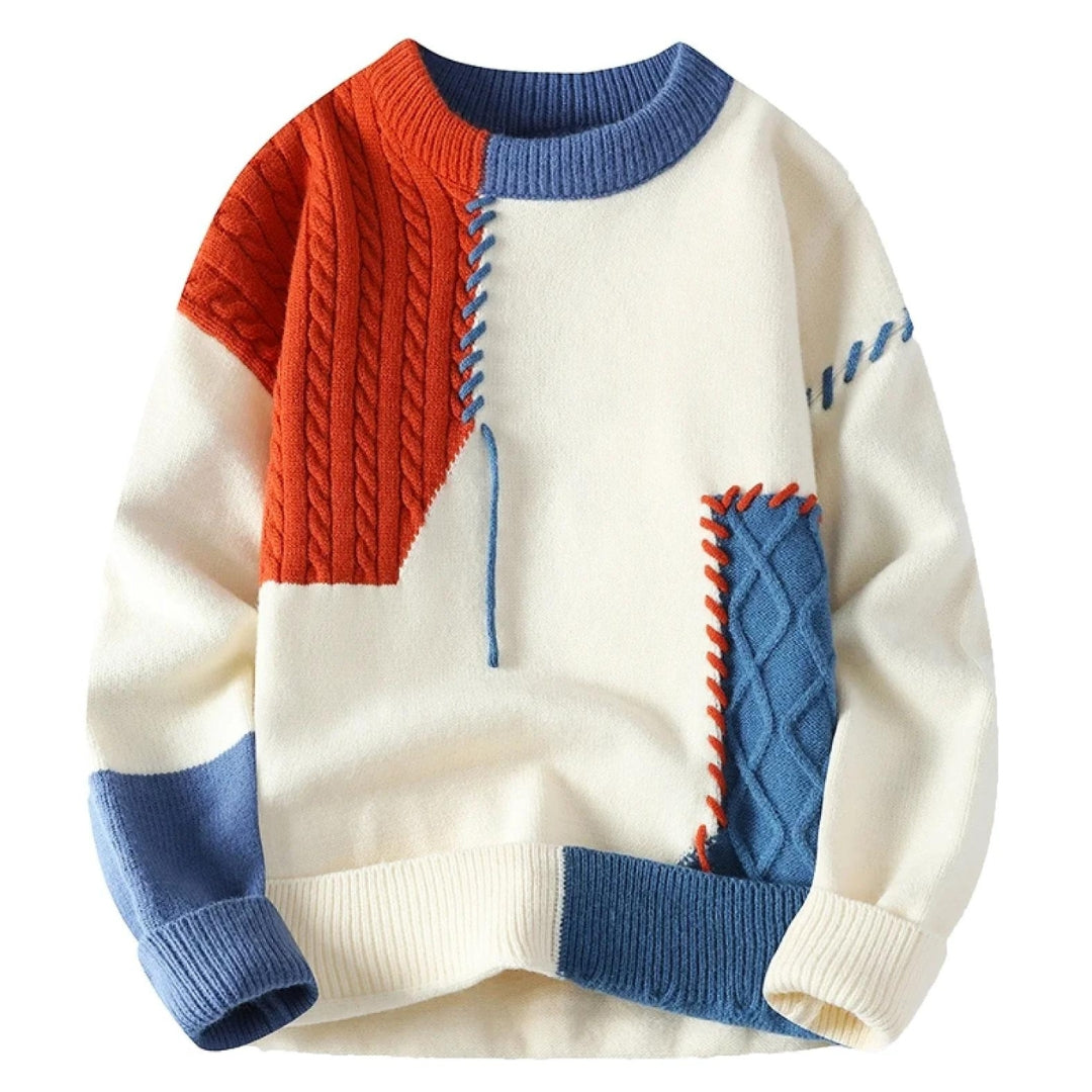 Variant image for Hoodie Herr Patchwork Design Mjuk Bomull-1
