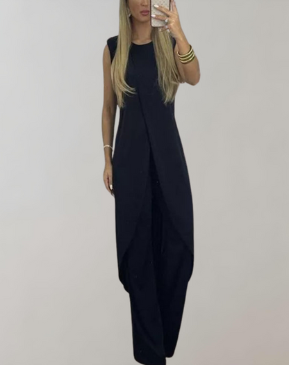 Kvinnors Tvådelad Klänning Spetsdetaljer Polyester Flytande Kjol-1