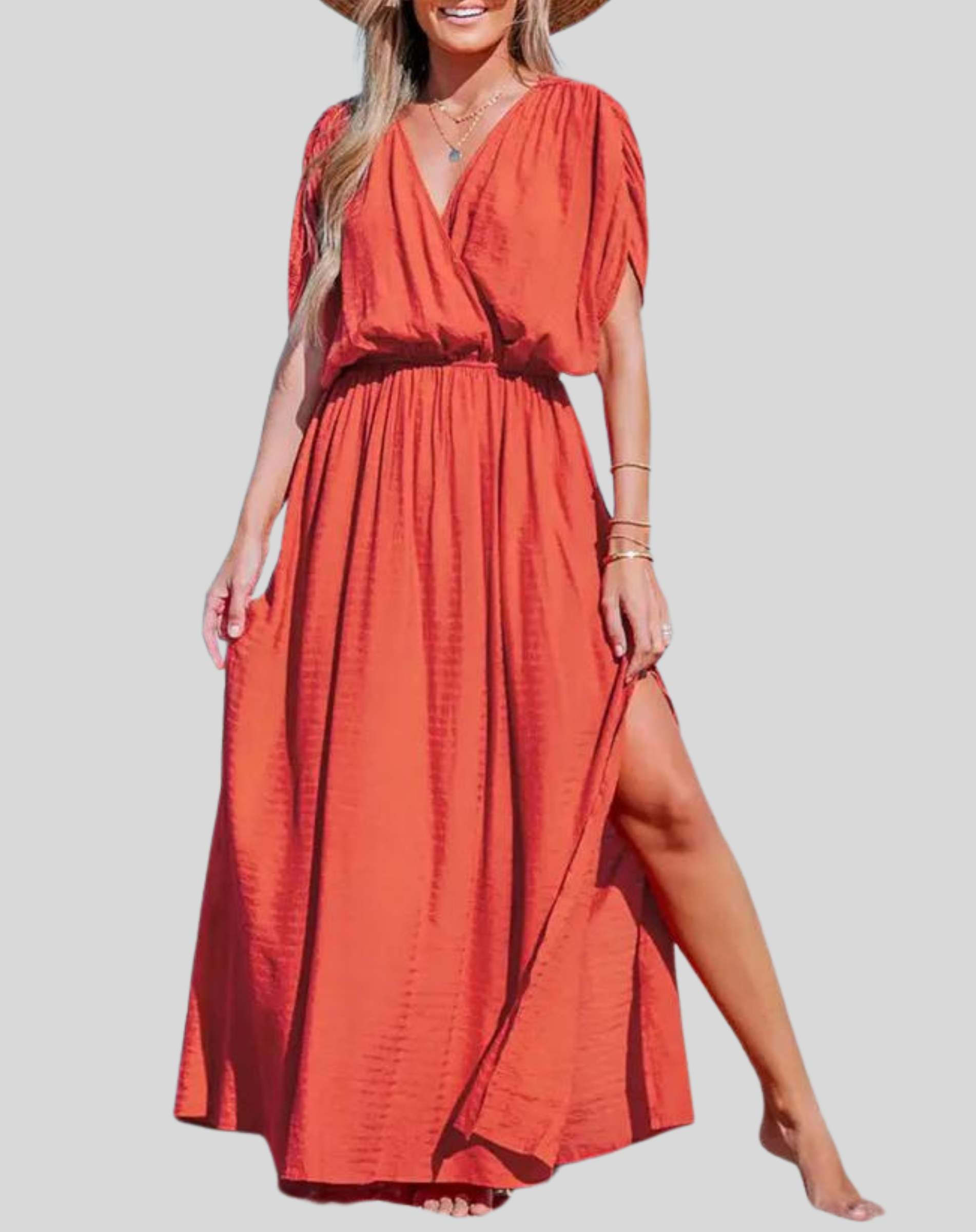 Dam Maxiklänning Svängande Design Mjuk Tyg-3