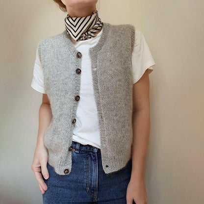 Dam Strickjacka Modern Akryl med Knoppar 2