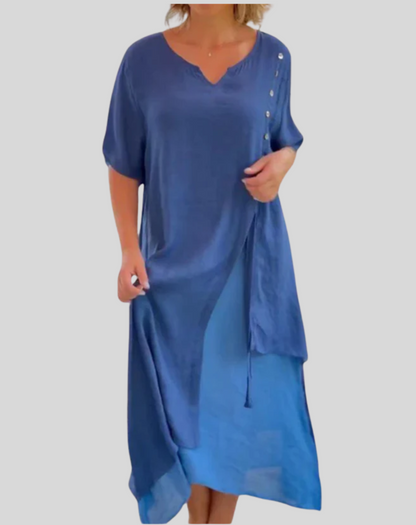 Dam Vårklänning Flödande Silhuett Högkvalitativt Material-1