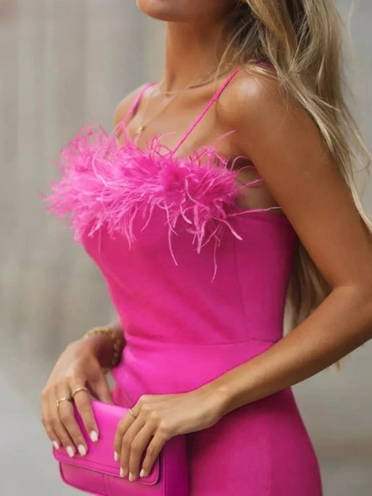 Kvinnors Miniklänning Spaghettiband Polyester Hög Slot-2