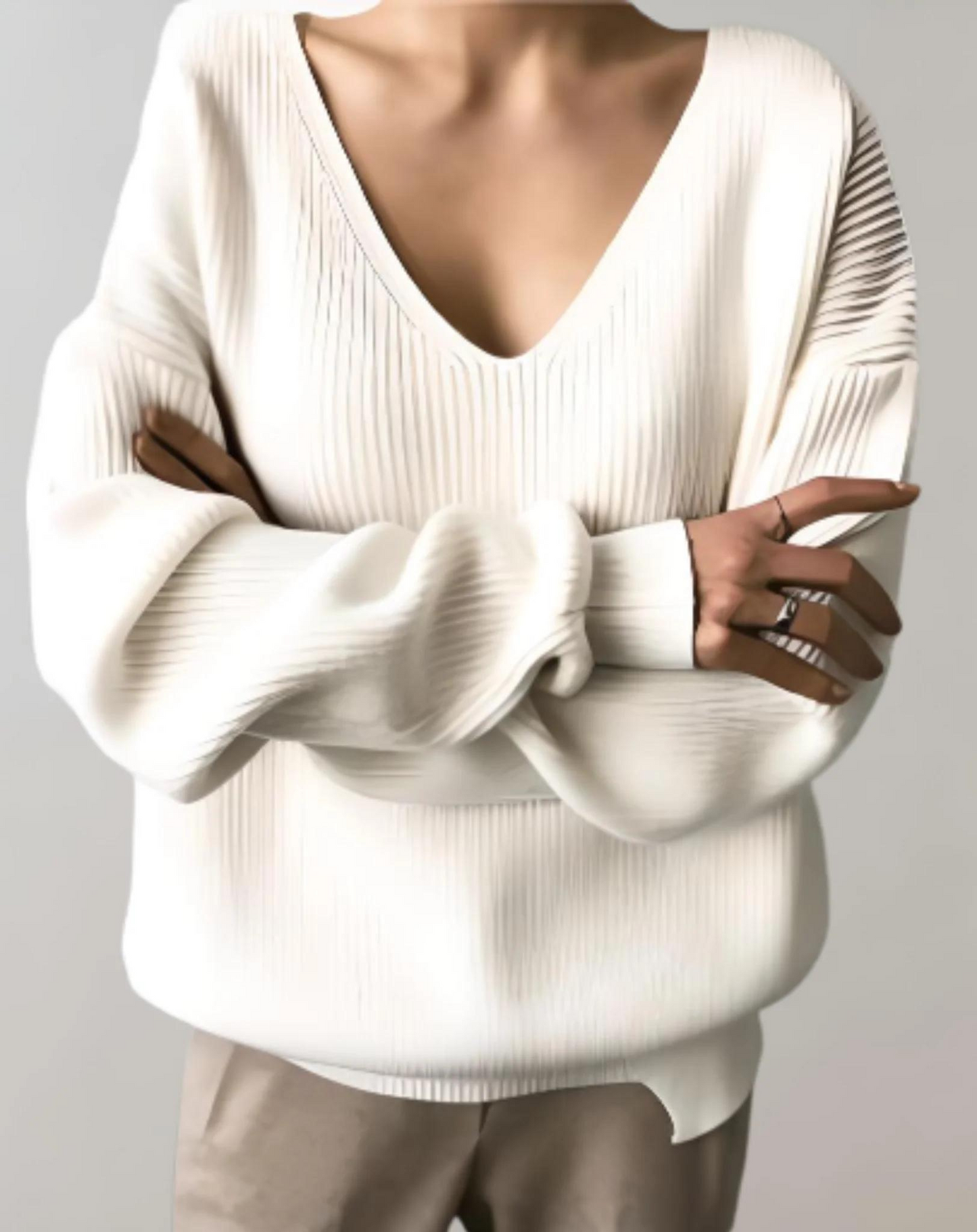 Kvinnors Tröja Lyxig Mjuk Material-3