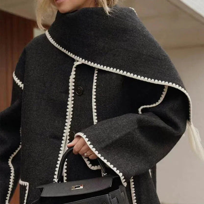 Elegant Damjacka med Halsduk i Polyester för Vardag och Fest – Komfortabel Passform, Tidlös Design 4