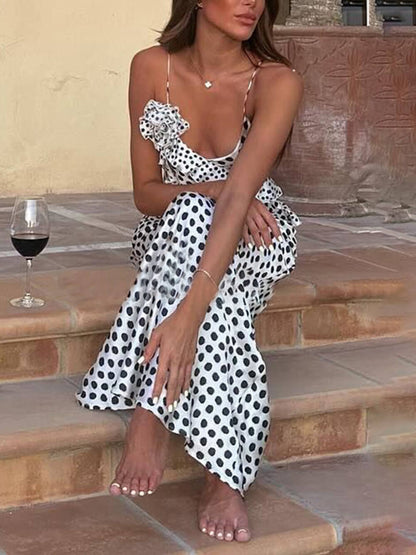 Maxiklänning Dam i Polka Dot Design – Andningsbart Tyg, Elegant och Mångsidig Lång Klänning för Varma Dagar 2