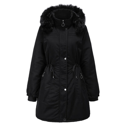 Dam Lång Kappa Plysch Fleece Syntetiska Fibrer-4