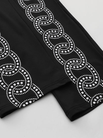 Tvådelat Set Dam Långärmad Top och Byxor i Polyester med Färgblockade Ärmar 6