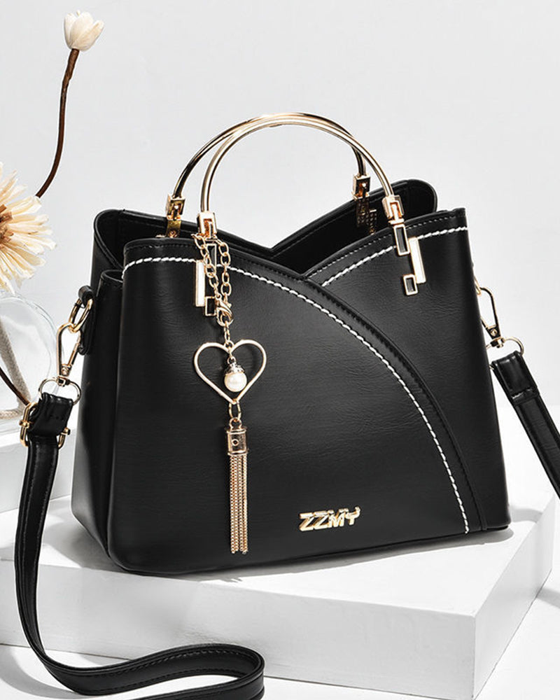 Dam Handväska Rymlig Läder Elegant Design-6