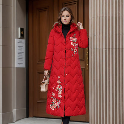 Variant image for Dam Lång Bomullsrock med Etniska Broderier och Vippknappar-3