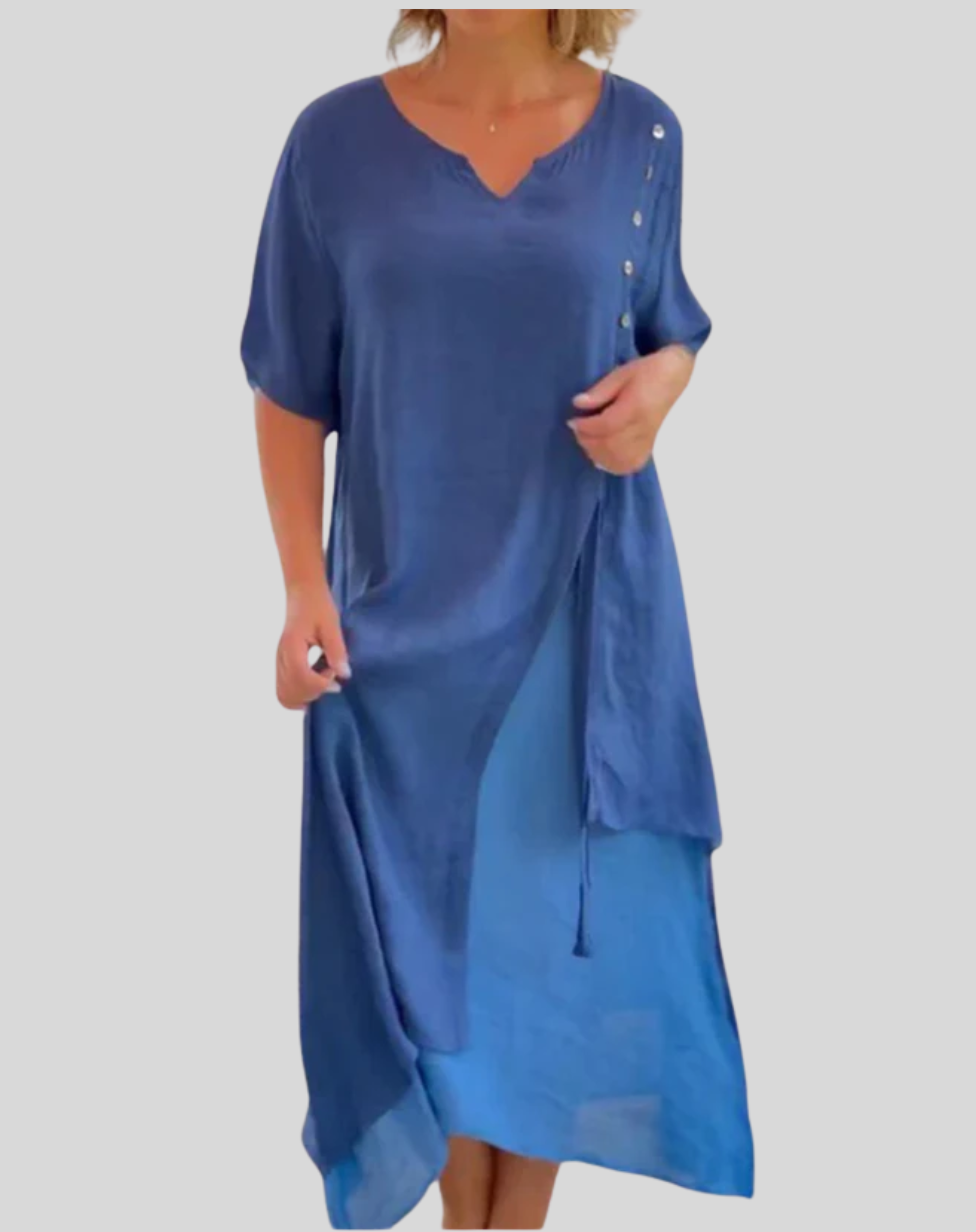 Variant image for Dam Vårklänning Flödande Silhuett Högkvalitativt Material-1