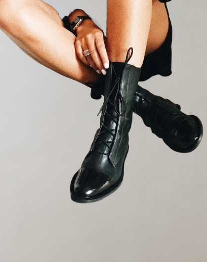 Herrskor Platta Snörskor Spetsig Tå Läder-4